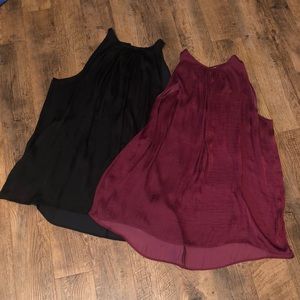 Two Silky High Nwck Sleeveless Shirts Medium